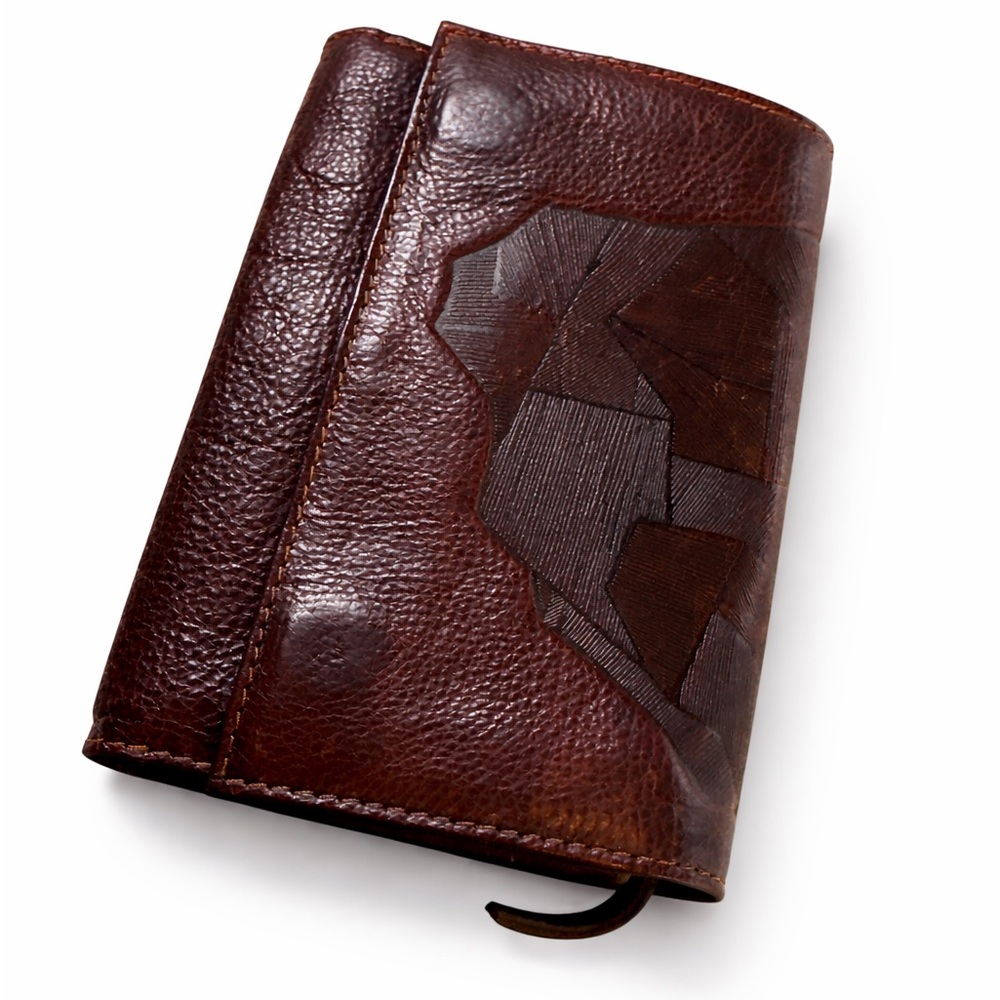 ELK Leather Geometric Travel Folio Wallet - Brown